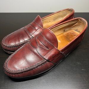 Allen Edmonds Cameron Penny Loafers Burgundy Oxblood Leather Mens Size 10 E